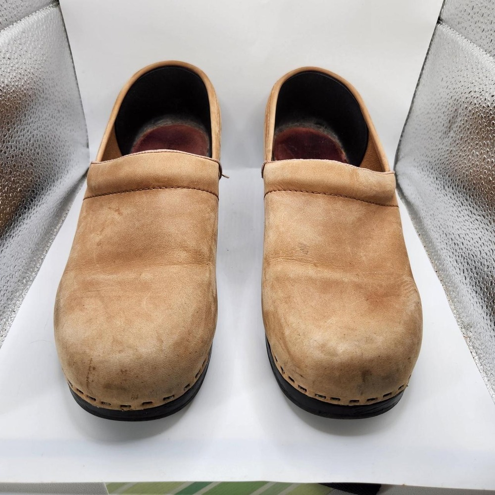 L.L.Bean tan leather slip-on clogs/mules